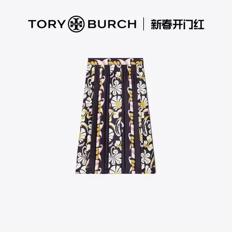 【12期免息】TORY BURCH 汤丽柏琦 碎花印花褶裥半身裙157458图片
