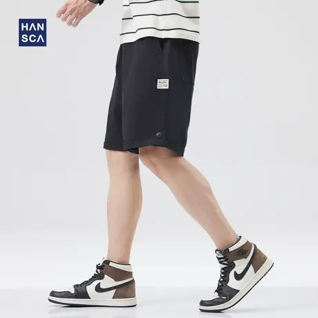 hansca工装短裤男夏季薄款日系简约休闲直筒宽松潮流运动五分裤子商品大图