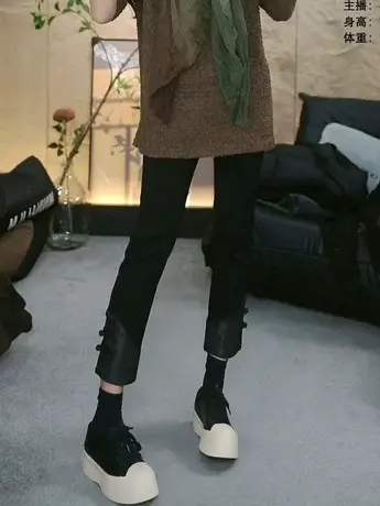 直筒裤休闲裤子女2024春季新款胖mm显瘦铅笔裤烟管裤国风中式裤子图片