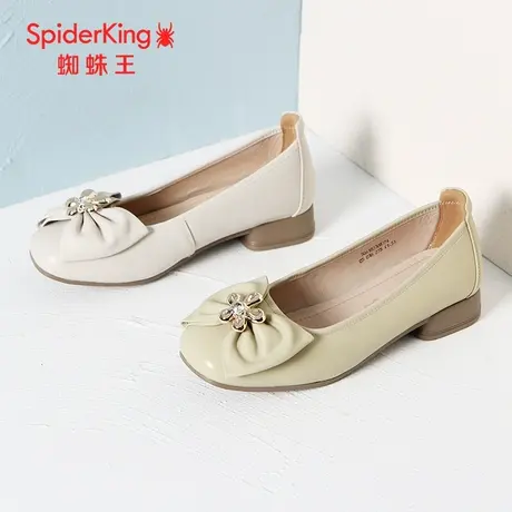 SPIDER KING/蜘蛛王女单鞋真皮2023秋商场新款蝴蝶结圆头舒适软底商品大图