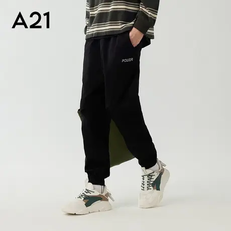 A21男装宽松束脚裤九分裤男裤秋季纯棉休闲裤男士裤子男款黑裤潮商品大图