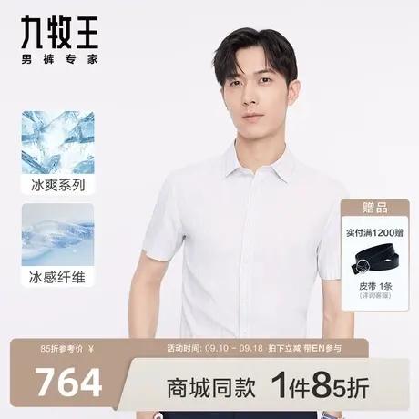 [商场同款]九牧王男装JC2C22017正装短袖衬衫23夏季新款凉感EN商品大图