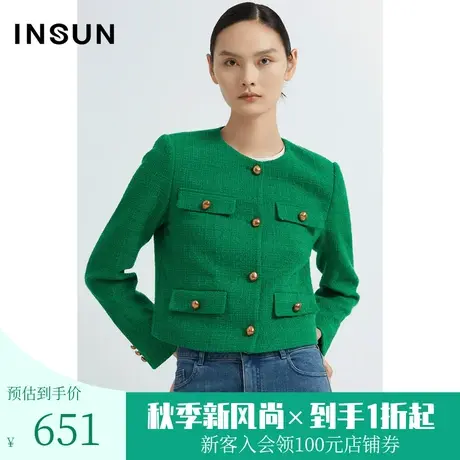 恩裳秋时尚复古金属扣修身设计全新设计小香风短外套商品大图