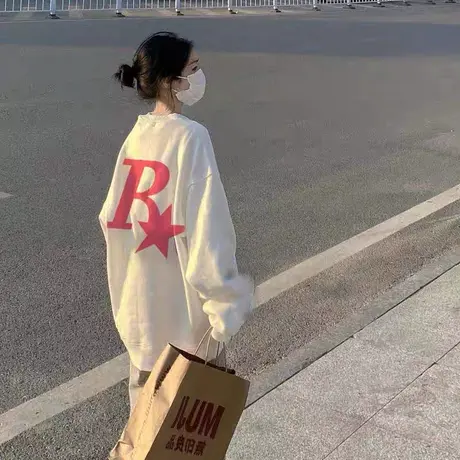 oversize奶fufu的卫衣女ins潮牌春秋季薄款宽松高街chic港风上衣商品大图