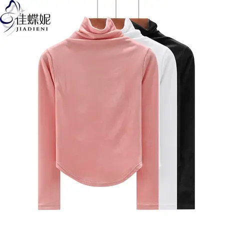 秋冬新款韩版高领修身双面金丝绒纯色圆弧纯欲长袖体恤上衣内搭女商品大图