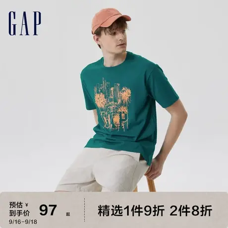 Gap男装夏季2023新款LOGO纯棉运动亲肤短袖T恤602984休闲上衣图片