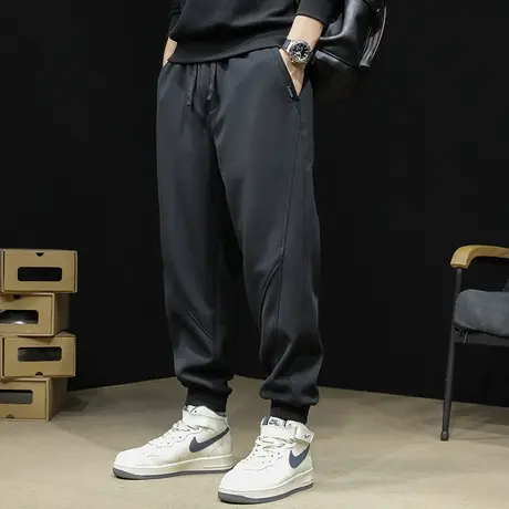 弹力运动裤男士春秋款大码2023新款黑色休闲裤子束脚卫裤秋冬男裤商品大图