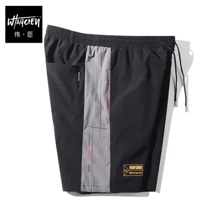 伟臣夏季大码男式工装休闲短裤胖子加肥加大拼接速干冰丝运动中裤商品大图