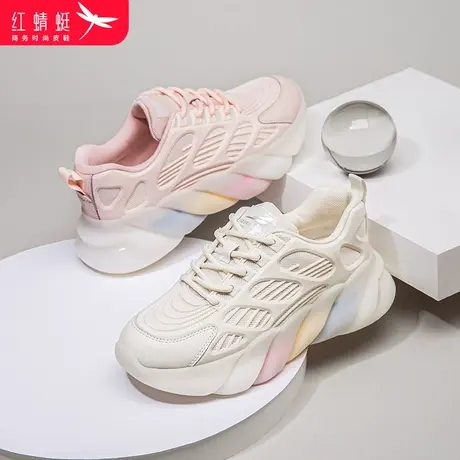 红蜻蜓2024年新款夏季女运动休闲鞋舒适轻便跑步透气椰子老爹鞋图片