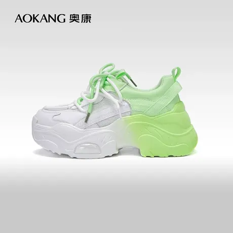 奥康女鞋 春秋季老爹鞋女款渐变松糕厚底休闲运动鞋百搭潮图片