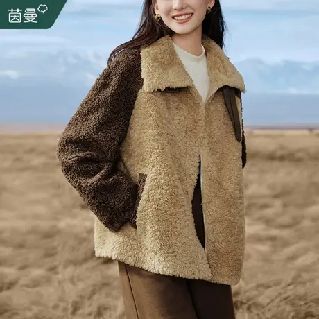 茵曼羊羔绒短款外套女2023冬季新款奶fufu毛茸茸上衣保暖加厚棉衣图片
