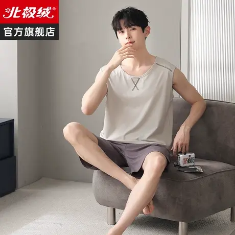 莫代尔睡衣男士背心夏季薄款2023年新款大码凉感可外穿家居服套装商品大图