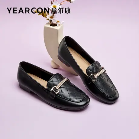 意尔康女鞋2023秋季新款真皮乐福鞋女平底舒适小皮鞋女士单鞋软底商品大图