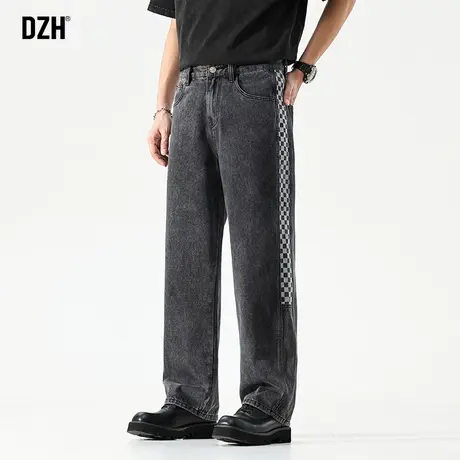男士黑色高街裤子男款夏季牛仔裤男直筒宽松裤2023年新款薄款长裤商品大图