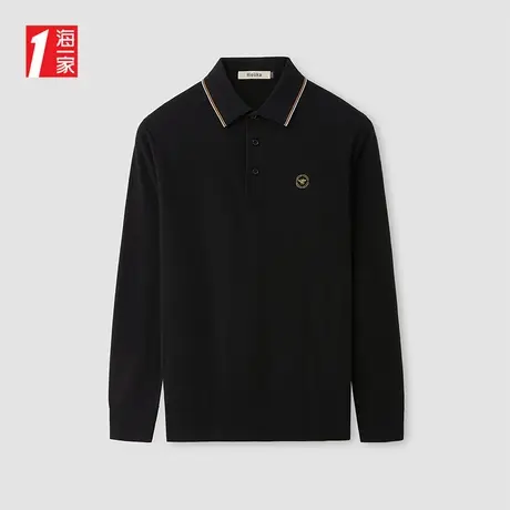 海一家简约POLO领2025春季新款时尚简约男士针织衫商品大图
