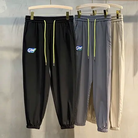 冰丝休闲裤男夏季新款超薄款潮流男士运动裤宽松束脚九分裤春秋款商品大图