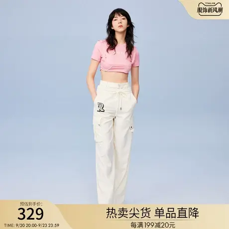 RIENYRE工装裤女2023新款夏季薄款裤子休闲百搭直筒工装裤阔腿裤商品大图