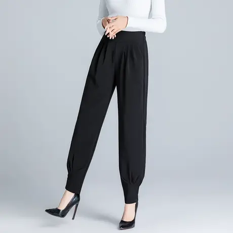 春秋冬加肥加大码宽松高腰显瘦休闲裤中年哈伦裤女百搭阔腿灯笼裤图片