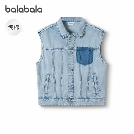 巴拉巴拉男童牛仔马甲中大童无袖上衣2025夏装新款童装翻领百搭潮图片
