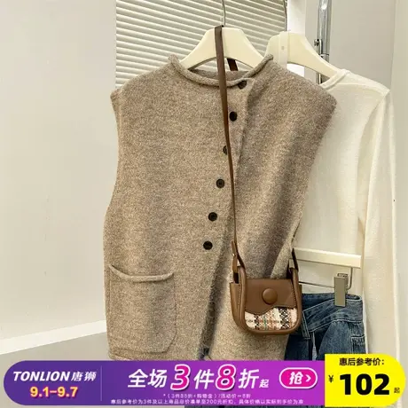 唐狮2025秋冬毛线衫女简约风设计感开衫马甲外穿高级感百搭上衣商品大图