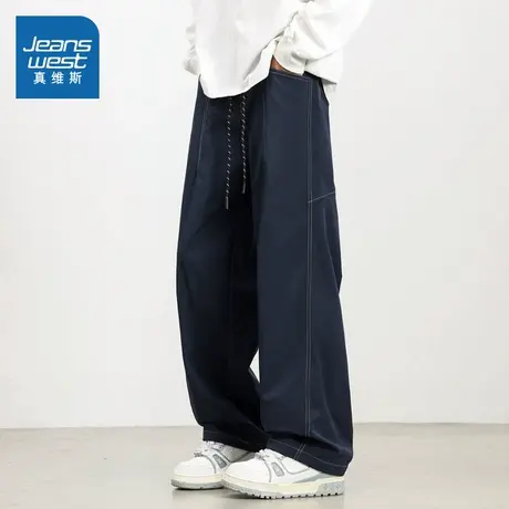 LE真维斯男装2025秋季新款 日系复古百搭明线设计感宽松休闲裤商品大图