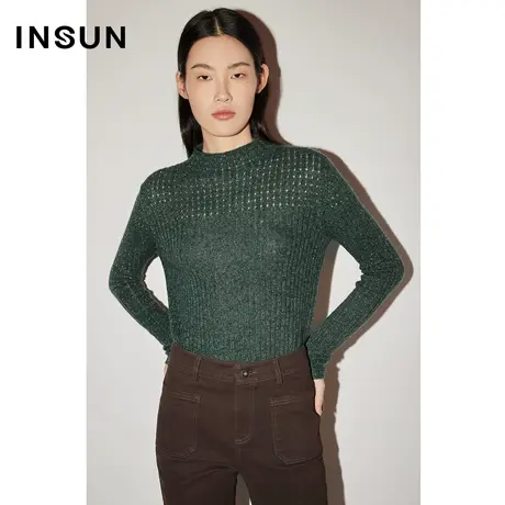 【百亿补贴官方直播】恩裳COVER冬时尚坑条牦牛绒保暖针织衫商品大图