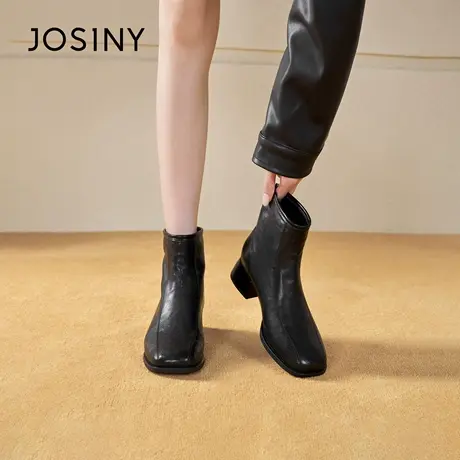 卓诗尼2025秋冬新款后拉链时装靴潮流百搭短筒靴时尚舒适显瘦女靴图片