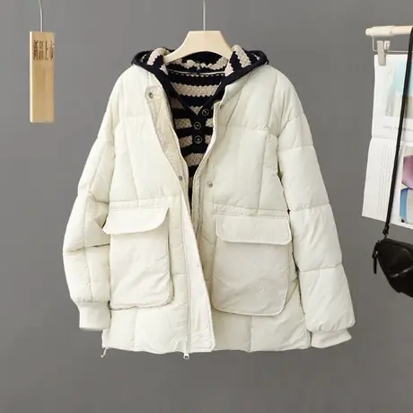 休闲短款羽绒棉服女士2023年冬季新款加厚设计感小个子面包服棉衣图片