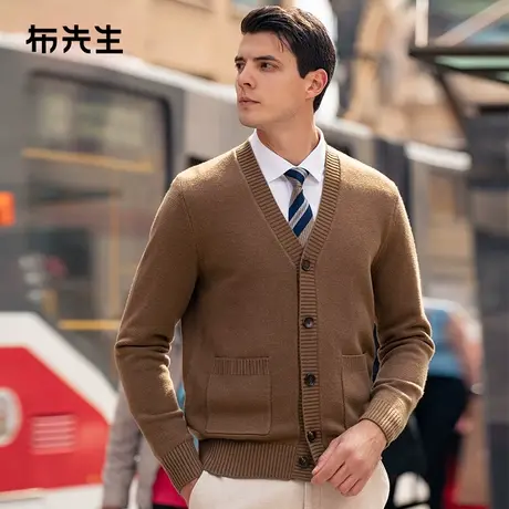 MrBu布先生宽松100%羊毛外套2023秋冬新款加厚保暖开衫男BT12331商品大图