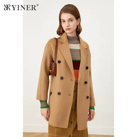 YINER音儿女装2021秋季新款宽松西装领毛呢外套商品大图