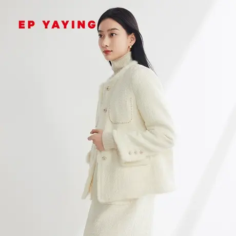 EP YAYING雅莹女装 优雅小香风水貂毛棉服外套 2023秋冬新款M109A图片