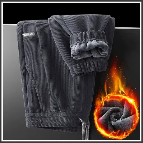 秋冬款男生抗寒加棉加厚休闲裤子冬季2023年新款抓绒加绒防风卫裤商品大图