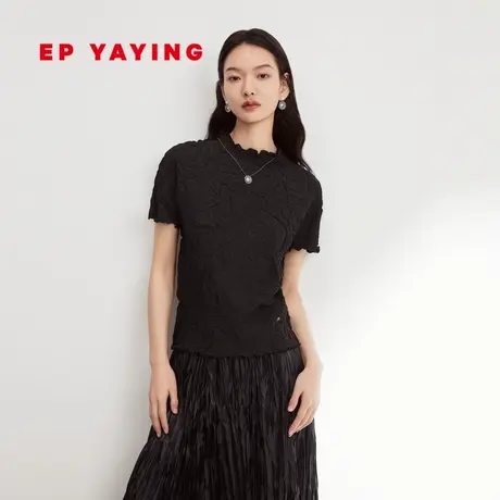 [匠心褶艺]EP雅莹女装 时尚波浪边立体短袖T恤 春装商场同款5503A商品大图