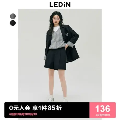 乐町学院风中短裤女2023年春夏潮流感时尚西装短裤简约休闲裤图片
