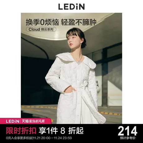 【绵云系列】乐町可拆翻领棉衣休闲秋季新款薄款棉服女宽松长款图片