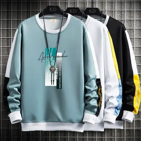 长袖t恤男士圆领卫衣潮牌潮流2025新款春秋季打底衫青少年上衣服商品大图