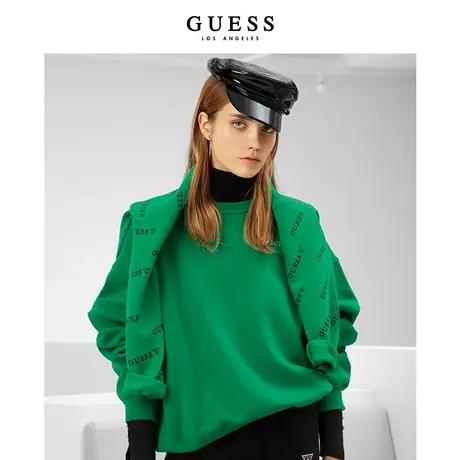 GUESS运动休闲潮流oversize纯色字母印花卫衣-Q2BQ35R2Q41图片