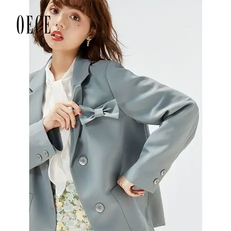 Oece甜美小西装春秋春装新款女法式蝴蝶结设计感外套商品大图