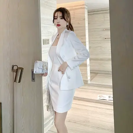 小个子白色西装短外套女ins时尚百搭韩版修身气质休闲西服上衣女商品大图