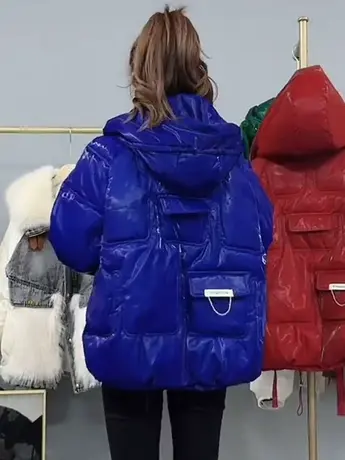 亮面羽绒棉服女短款2023冬季新款小个子高端洋气棉衣保暖加厚外套图片