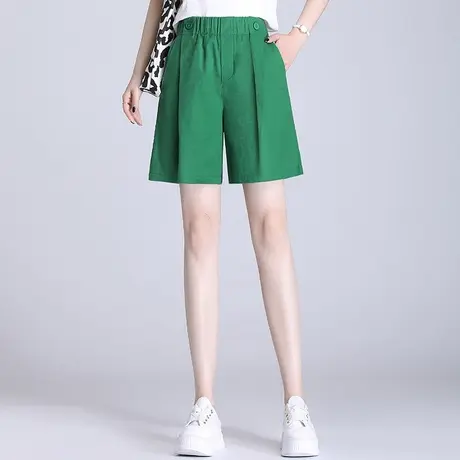 时尚休闲短裤阔腿裤女春秋季2023新款松紧腰小个子宽松直筒五分裤商品大图