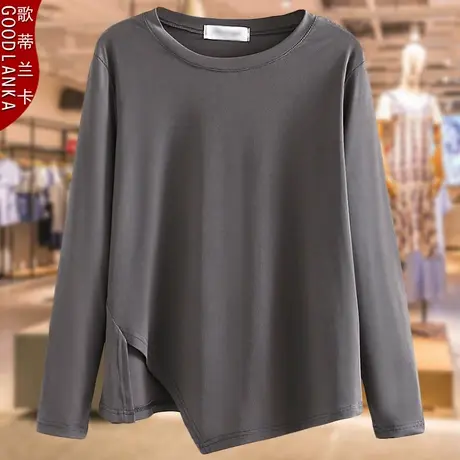中年大码女装长袖T恤宽松显瘦200斤上衣洋气时尚妈妈春秋季打底衫商品大图