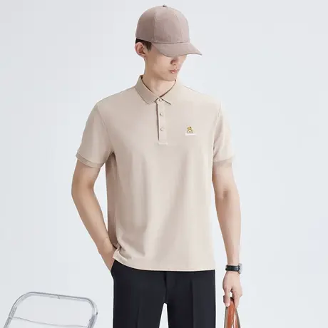 男士polo衫短袖简约刺绣小熊翻领高端丝光商务休闲男士t恤保罗衫商品大图