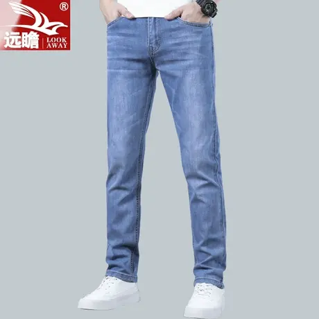 浅色牛仔裤男夏季薄款直筒修身弹力休闲男裤潮流夏天百搭裤子男款图片