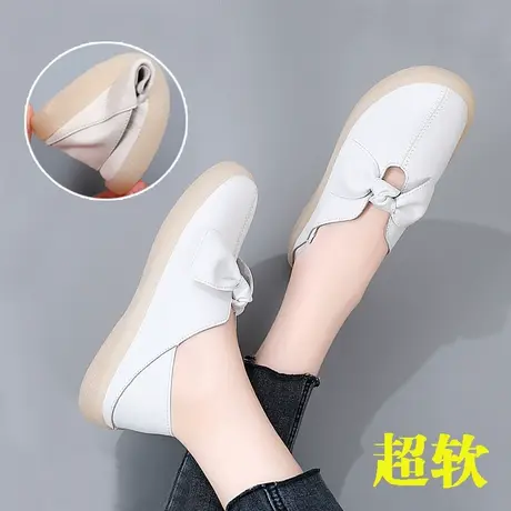 老北京皮鞋女两穿小白鞋可踩脚真皮单鞋春秋一脚鞋超软底孕妇鞋子商品大图