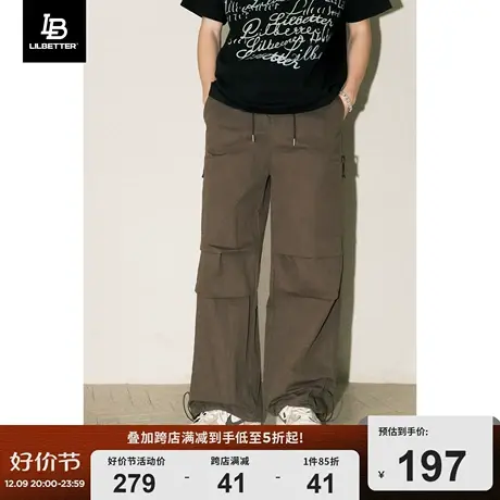 Lilbetter裤子男款直筒休闲裤美式工装裤宽松长裤设计感伞兵裤潮图片