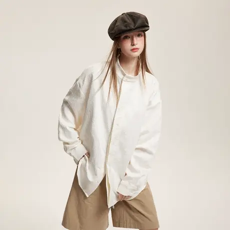 设计感国风立领衬衫女2025新款春装新中式上衣宽松国潮小众衬衣商品大图