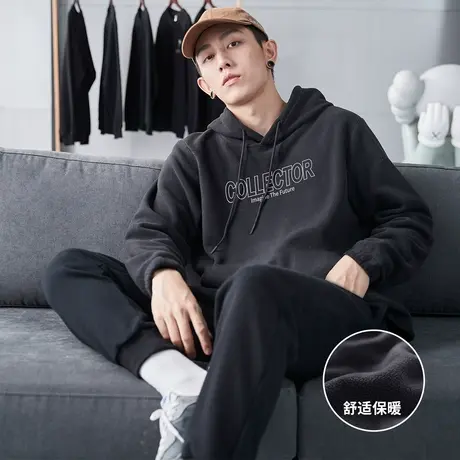 唐狮加绒卫衣男士春秋新款休闲运动风百搭外套青少年学生卫衣潮流图片