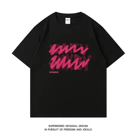 美式休闲潮流字母印花纯棉短袖T恤男女款情侣装街头夏季宽松上衣图片