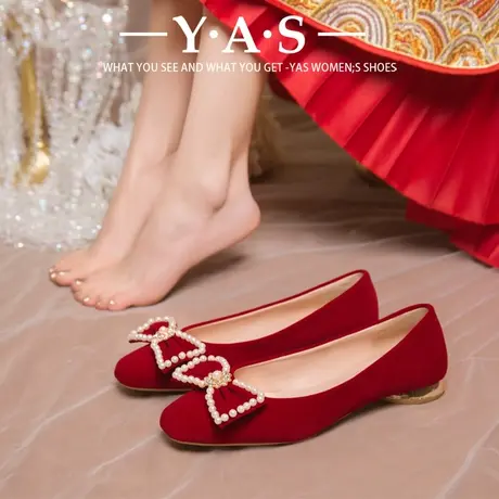 婚鞋女2024新款粗跟婚纱鞋结婚新娘鞋女秀禾服敬酒鞋子红色高跟鞋图片